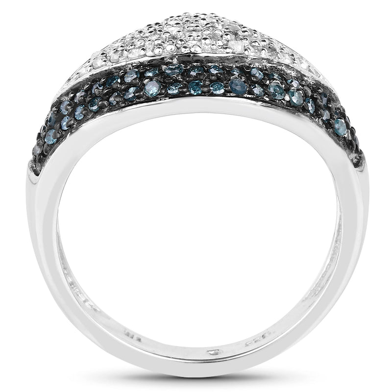 Bids.com 0.50 Carat Genuine Blue Diamond and White Diamond .925 Sterling Silver Ring Rings White Smoke size 6.00,size 7.00,size 8.00,size 9.00,size 5.00
