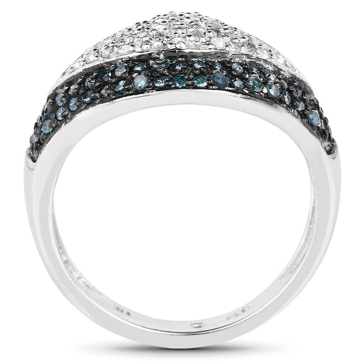 Bids.com 0.50 Carat Genuine Blue Diamond and White Diamond .925 Sterling Silver Ring Rings White Smoke size 6.00,size 7.00,size 8.00,size 9.00,size 5.00