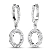 Bids.com 0.32 Carat Genuine White Diamond 14K White Gold Semi Mount Earrings - holds 8x6mm Oval Gemstones Earrings White Smoke