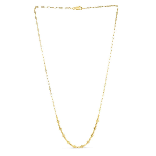 Bids.com 14k Yellow Gold Bead Paperclip Necklace Necklaces White Smoke 18 / Yellow Gold