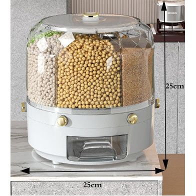 SmartPursue™ 360° Rotating Grain Storage Container Food Storage Gray Moon Rock Gray Goldplated