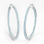 Bids.com 3.60 Carat Genuine Swiss Blue Topaz .925 Sterling Silver Earrings Earrings White Smoke