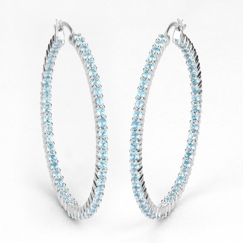 Bids.com 3.60 Carat Genuine Swiss Blue Topaz .925 Sterling Silver Earrings Earrings White Smoke