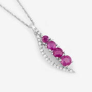 Bids.com 0.43 Carat Genuine Ruby and White Diamond 14K White Gold Pendant Pendants White Smoke