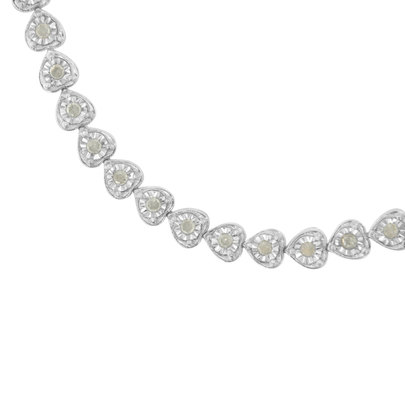 Bids.com .925 Sterling Silver 1.0 Cttw Miracle Set Diamond Heart-Link 7" Tennis Bracelet (I-J Color, I2-I3 Clarity) Bracelets White Smoke 7 / White.Sterling Silver,7 / Yellow.Sterling Silver,7 / Rose.Sterling Silver