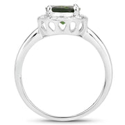 Bids.com 1.90 Carat Genuine Chrome Diopside and White Topaz .925 Sterling Silver Ring Rings White Smoke size 5.00,size 6.00,size 7.00,size 8.00,size 9.00,size 10.00