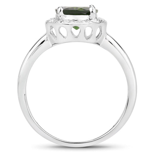 Bids.com 1.90 Carat Genuine Chrome Diopside and White Topaz .925 Sterling Silver Ring Rings White Smoke size 5.00,size 6.00,size 7.00,size 8.00,size 9.00,size 10.00