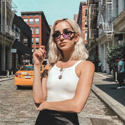 zeroUV Retro Small Rectangle Color Toned Lens Sunglasses C751 Sunglasses Dark Slate Gray Black Orange,Black Red,Black Yellow,Black Blue,Black Pink
