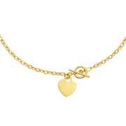 Bids.com Toggle Necklace with Heart Charm in 14k Yellow Gold Necklaces White Smoke 17 / Yellow Gold