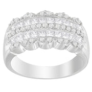 Bids.com 14K White Gold 1 1/7ct. TDW Round and Princess-Cut Diamond Ring(H-I, SI2-I1) Rings White Smoke 6.75 / White.Gold