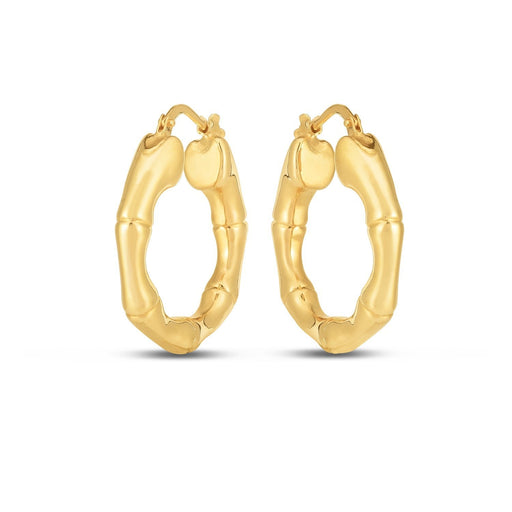 Bids.com 14k Yellow Gold Medium Bamboo Hoop Earrings Earrings White Smoke Yellow Gold