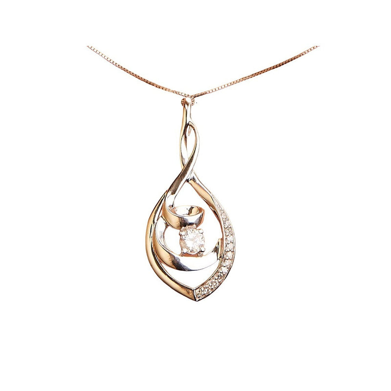 Bids.com 10K White Gold 1/4 Cttw Brilliant-Cut Round Diamond Spiral Link 18" Pendant Necklace (I-J Color, I2-I3 Clarity) Necklaces White Smoke White.Gold / 18