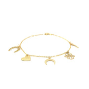Bids.com 14k Yellow Gold 7 inch Bracelet with Polished Charms Bracelets White Smoke 7 / Yellow Gold