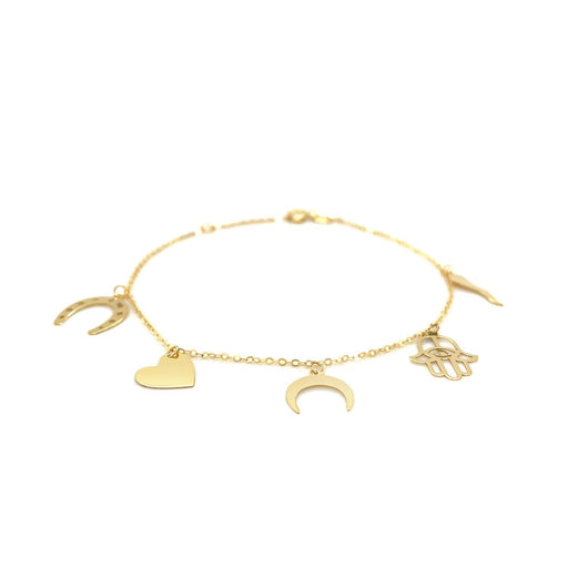 Bids.com 14k Yellow Gold 7 inch Bracelet with Polished Charms Bracelets White Smoke 7 / Yellow Gold
