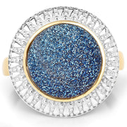 Bids.com 4.90 Carat Genuine Cobalt Blue Drusy .925 Sterling Silver Ring Rings White Smoke size 6.00,size 9.00,size 7.00,size 8.00,size 5.00,size 10.00