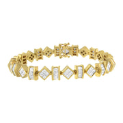 Bids.com 14K Yellow Gold 7.50 Cttw Princess and Baguette Diamond Geometric Link Bracelet Bracelets White Smoke Yellow.Gold / 7