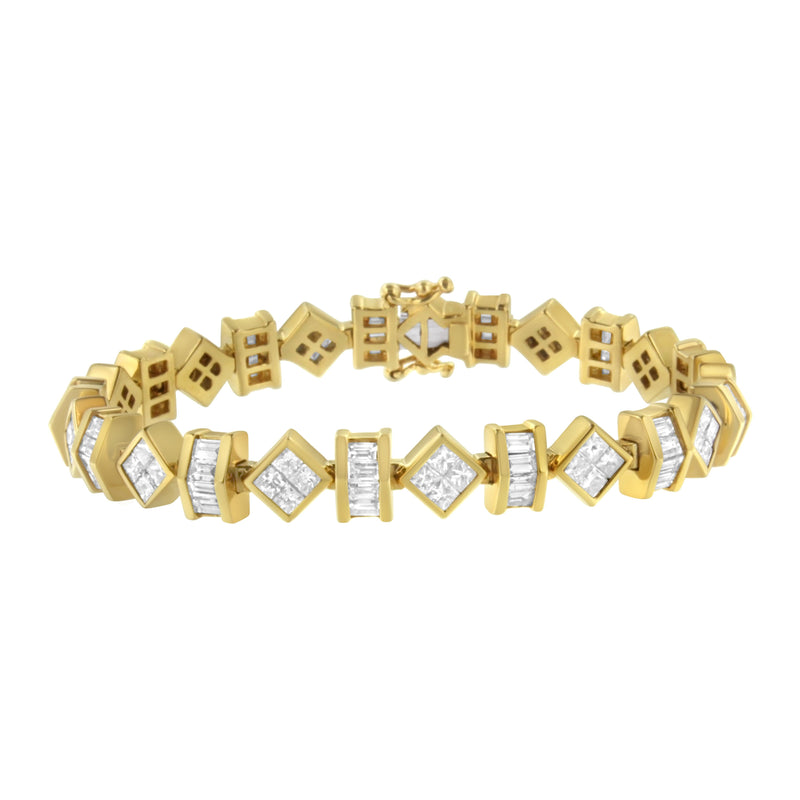 Bids.com 14K Yellow Gold 7.50 Cttw Princess and Baguette Diamond Geometric Link Bracelet Bracelets White Smoke Yellow.Gold / 7