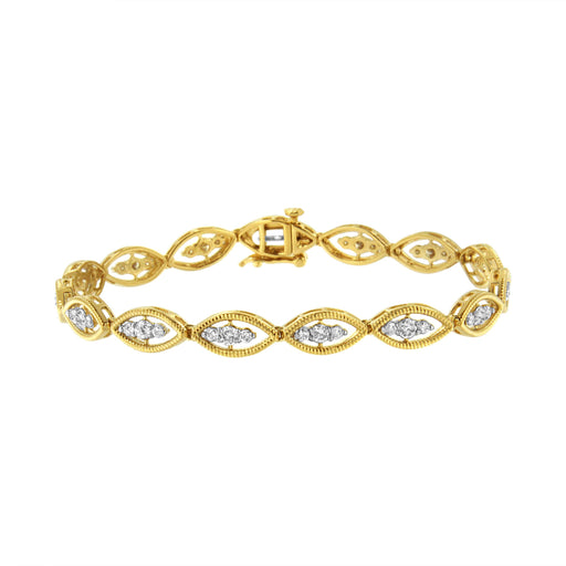 Bids.com 10K Yellow Gold Plated .925 Sterling Silver 1 cttw Prong Set Round-Cut Diamond Link Bracelet (J-K Color, I1-I2 Clarity) - 7.25" Bracelets White Smoke Yellow.Sterling Silver / 7.25