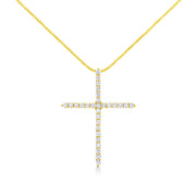 Bids.com 10K Yellow Gold 3.00 cttw Round-Cut Diamond Cross 18" Pendant Necklace (J-K Color, I1-I2 Clarity) Necklaces White Smoke Yellow.Gold / 18
