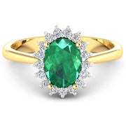 Bids.com 1.87 Carat Genuine Zambian Emerald and White Diamond 14K Yellow Gold Ring Rings White Smoke size 6.00,size 7.00,size 8.00,size 9.00