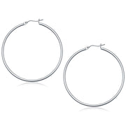 Bids.com 14k White Gold Polished Hoop Earrings (50 mm) Earrings White Smoke White Gold