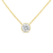 Bids.com 10K Yellow Gold 1/3 Carat Round Brilliant-Cut Diamond Modern Bezel-Set Solitaire 16"-18" Pendant Necklace (H-I Color, SI2-I1 Clarity) Necklaces White Smoke Yellow.Gold / 18