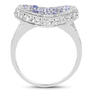 Bids.com 1.81 Carat Genuine Tanzanite and White Topaz .925 Sterling Silver Ring Rings White Smoke size 6.00,size 7.00,size 8.00,size 9.00