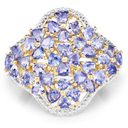 Bids.com 14K Yellow Gold Plated 3.60 Carat Genuine Tanzanite .925 Sterling Silver Ring Rings White Smoke size 6.00,size 7.00,size 8.00,size 9.00,size 5.00,size 10.00