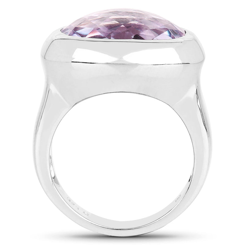 Bids.com 8.00 Carat Genuine Pink Amethyst .925 Sterling Silver Ring Rings White Smoke size 5.00,size 6.00,size 9.00,size 7.00,size 8.00