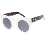 zeroUV Oversize Round Circle Pointed Cat Eye Sunglasses 9180 Sunglasses White Smoke Matte Black,Shiny Black Smoke,Tortoise Amber,Tortoise Smoke,Shiny Black Lavender,White Smoke,Red Smoke,White / Green Gradient