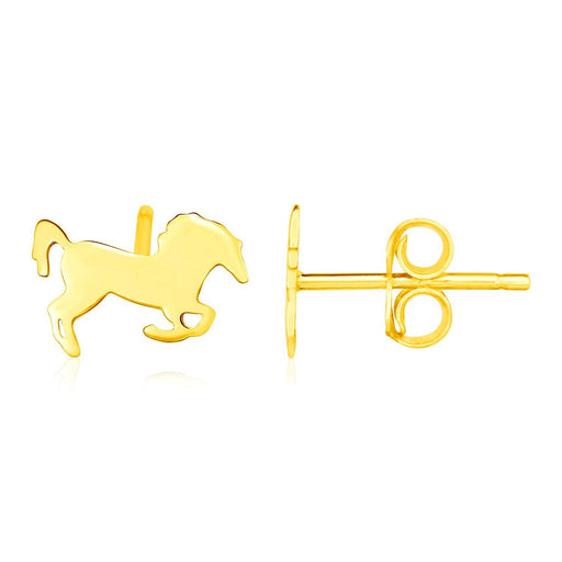 Bids.com 14K Yellow Gold Horse Earrings Earrings White Smoke Yellow Gold