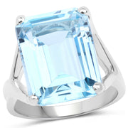 Bids.com 14.20 Carat Genuine Blue Topaz .925 Sterling Silver Ring Rings White Smoke size 7.00,size 8.00,size 6.00,size 9.00,size 5.00