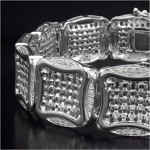 Bids.com 14K Yellow Gold Plated 0.67 Carat Genuine White Diamond .925 Sterling Silver Bracelet Bracelets Black size 8.50