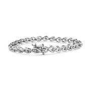 Bids.com .925 Sterling Silver 1/10 Cttw Round-Cut Diamond Links of Flame Bracelet (I-J Color, I3) - 7.25" Bracelets White Smoke White.Sterling Silver / 7.25