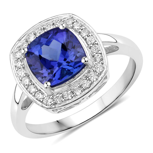 Bids.com 2.26 Carat Genuine Tanzanite and White Diamond 14K White Gold Ring Rings White Smoke size 6.00,size 7.00,size 8.00