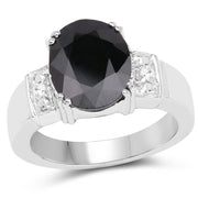 Bids.com 5.29 Carat Genuine Black Sapphire and White Topaz .925 Sterling Silver Ring Rings White Smoke size 7.00,size 6.00,size 8.00,size 6.50,size 9.00