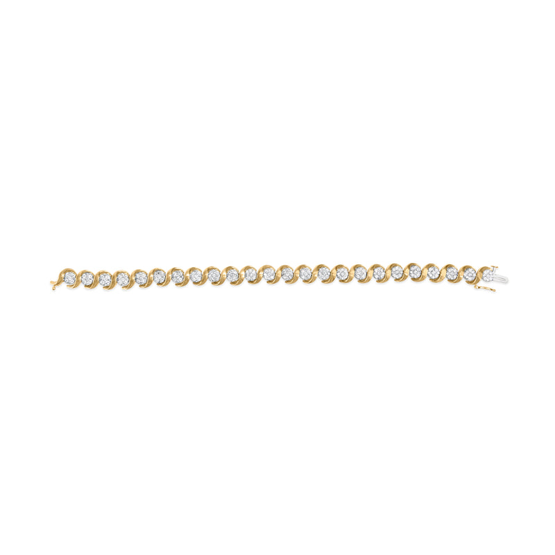 Bids.com 10K Yellow Gold 4.00 Cttw Round-Cut Diamond Floral Link 7.5" Bracelet (H-I Color, I2-I3 Clarity) Bracelets Seashell Yellow.Gold / 7.5