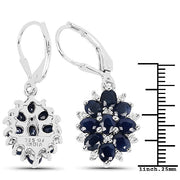 Bids.com 3.94 Carat Blue Sapphire and White Zircon .925 Sterling Silver Earrings Earrings White Smoke