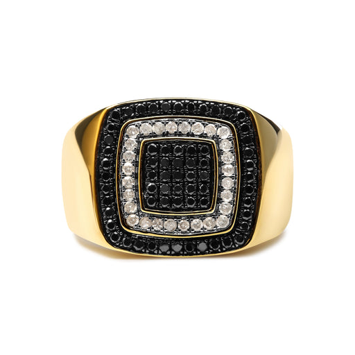 Bids.com Men's 10K Yellow Gold 3/4 Cttw White and Black Treated Diamond Ring Band (Black / I-J Color, I2-I3 Clarity) - Size 10 Rings White Smoke 10 / Yellow.Gold,9 / Yellow.Gold,11 / Yellow.Gold