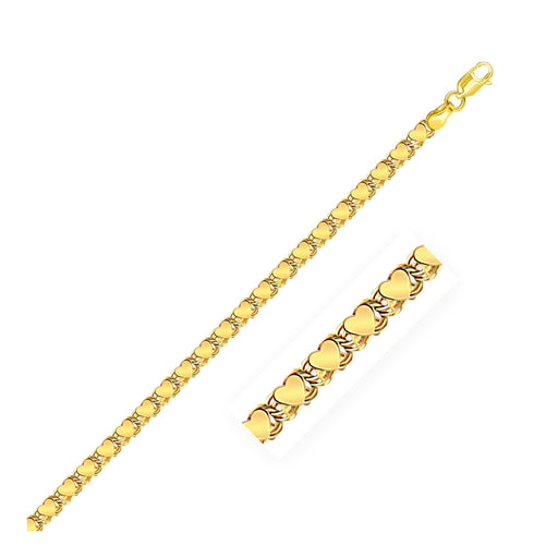 Bids.com 3.3mm 14k Yellow Gold Heart Bracelet Bracelets White Smoke 7 / Yellow Gold