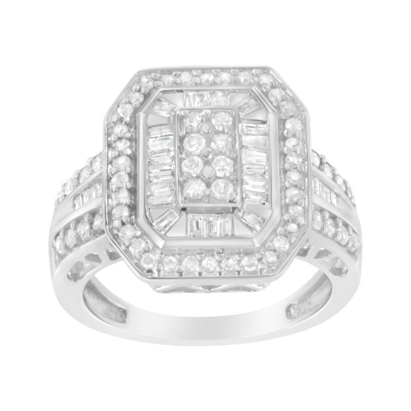 Bids.com .925 Sterling Silver Round and Baguette Diamond Cathedral Ring (0.75 Cttw, H-I Color, I2-I3 Clarity) - Size 7 Rings White Smoke 8 / White.Sterling Silver,6 / White.Sterling Silver,7 / White.Sterling Silver,7.5 / White.Sterling Silver,6.5 / White.Sterling Silver