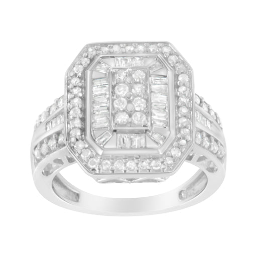 Bids.com .925 Sterling Silver Round and Baguette Diamond Cathedral Ring (0.75 Cttw, H-I Color, I2-I3 Clarity) - Size 7 Rings White Smoke 8 / White.Sterling Silver,6 / White.Sterling Silver,7 / White.Sterling Silver,7.5 / White.Sterling Silver,6.5 / White.Sterling Silver