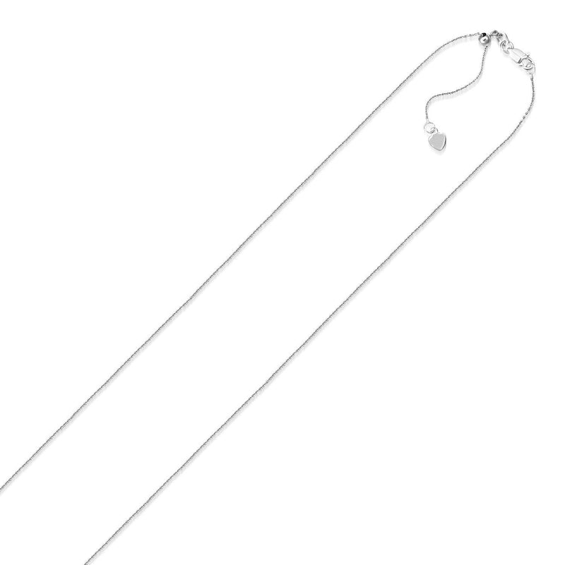 Bids.com 10k White Gold Adjustable Cable Chain 0.9mm Necklaces White Smoke 22 / White Gold