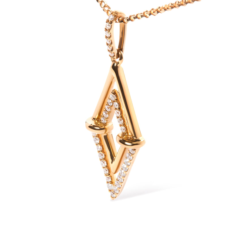 Bids.com 14K Yellow Gold 1/4 Cttw Diamond Double Triangle Geometric 18" Pendant Necklace (G-H Color, SI1-SI2 Clarity) Necklaces White Smoke Yellow.Gold / 18