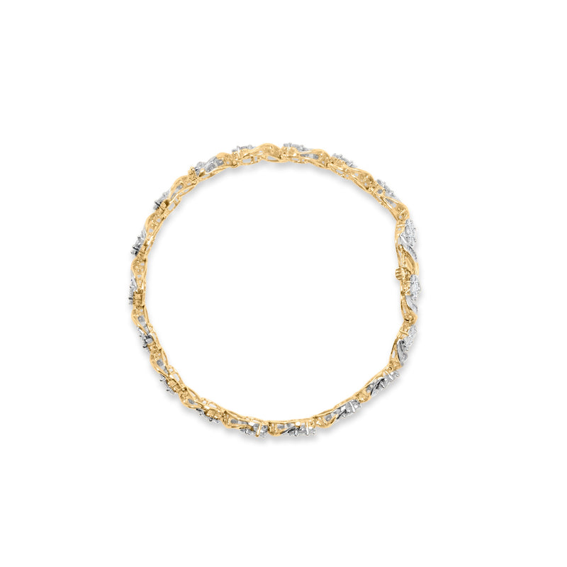 Bids.com 10k Yellow Gold 5.00 Cttw Round-Cut and Baguette-Cut Diamond Floral Link 7.25" Bracelet (I-J Color, I2-I3 Clarity) Bracelets White Smoke Yellow.Gold / 7.25