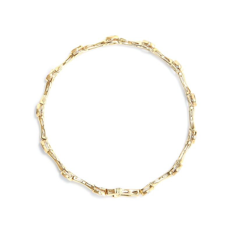 Bids.com 10K Yellow Gold Plated .925 Sterling Silver 1.0 Cttw Miracle Set Diamond Bezel Style Station Link Bracelet (H-I Color, I3 Clarity) - Size 7" Bracelets White Smoke Yellow.Sterling Silver / 7