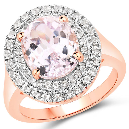 Bids.com 5.48 Carat Genuine Kunzite and White Topaz .925 Sterling Silver Ring Rings White Smoke size 7.00,size 6.00,size 8.00