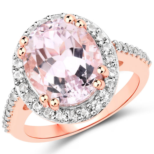 Bids.com 6.94 Carat Genuine Kunzite and White Topaz .925 Sterling Silver Ring Rings White Smoke size 7.00,size 6.00,size 8.00
