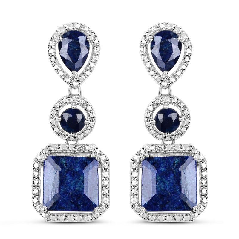 Bids.com 11.62 Carat Dyed Sapphire .925 Sterling Silver Earrings Earrings White Smoke