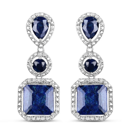 Bids.com 11.62 Carat Dyed Sapphire .925 Sterling Silver Earrings Earrings White Smoke